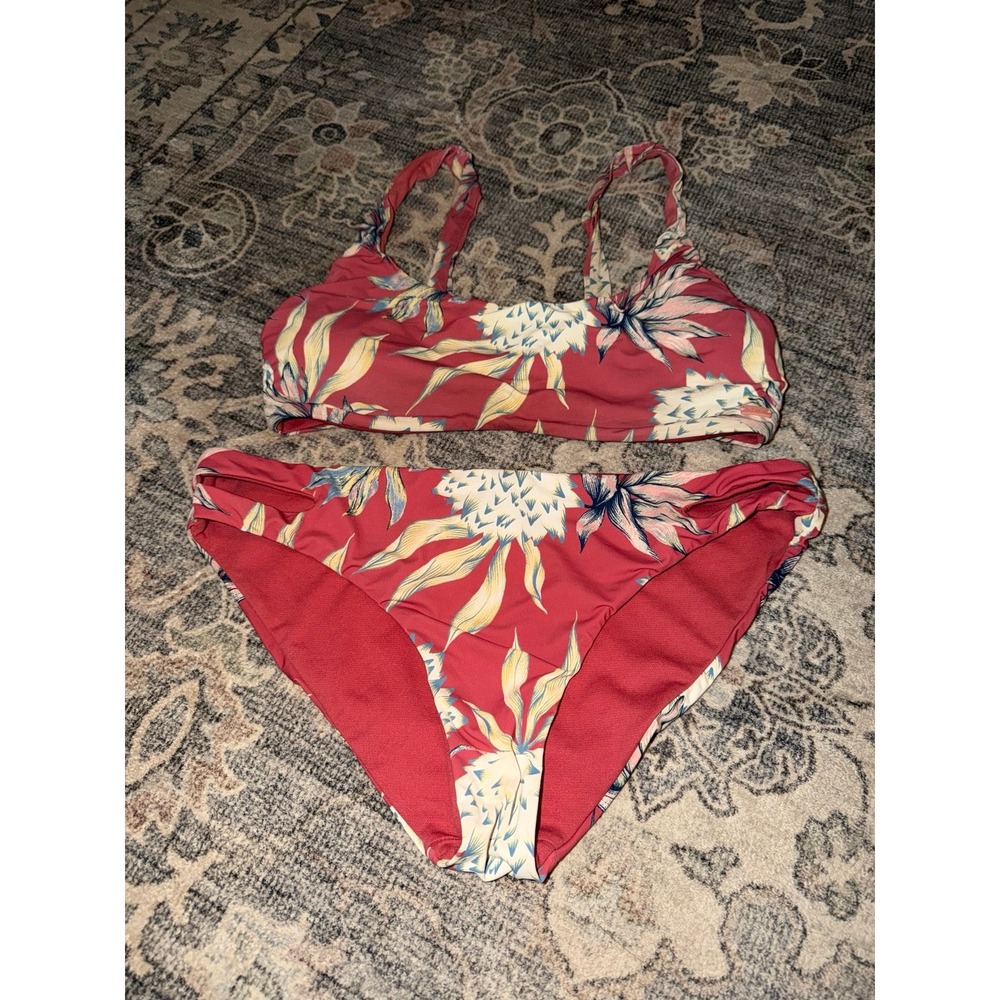 Roxy Bikini Set Coral Pink Floral